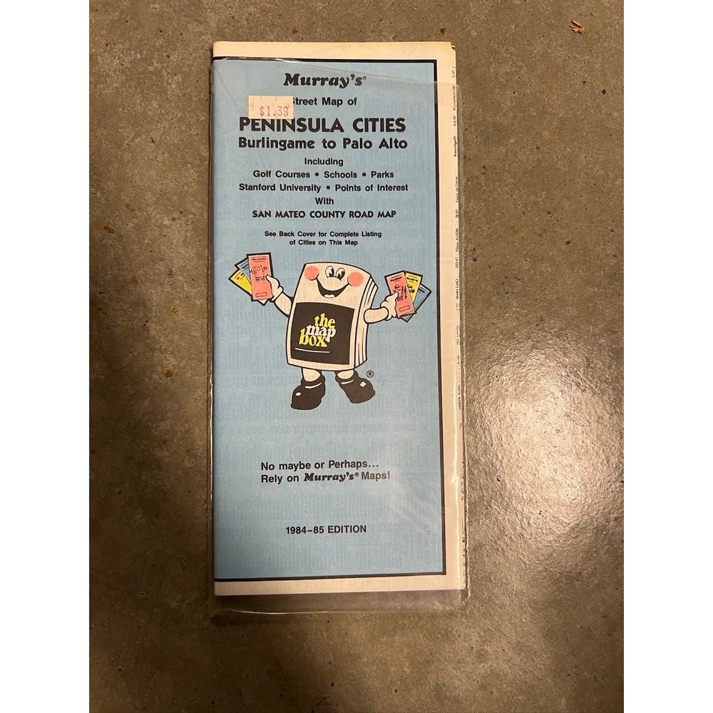Murray's Street Map of Peninsula Cities Burlingame to Palo Alto Bay Area 1984-85